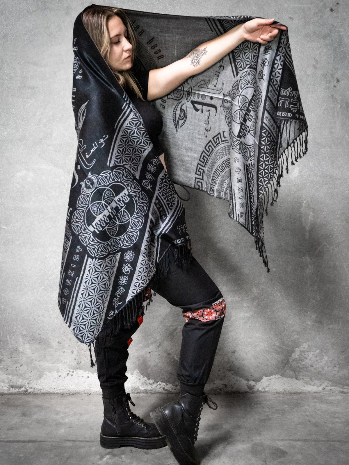 RESTOCKED ✦ LOVE IS LAW ✦ SILVER ✦ Reversible Festival Shawl/Scarf Shawls 