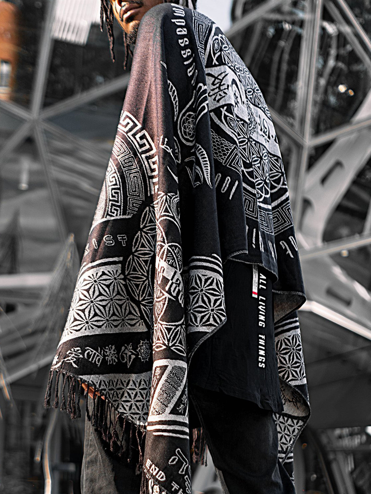 RESTOCKED ✦ LOVE IS LAW ✦ SILVER ✦ Reversible Festival Shawl/Scarf Shawls 