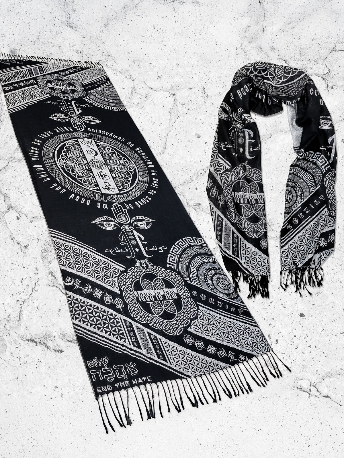 RESTOCKED ✦ LOVE IS LAW ✦ SILVER ✦ Reversible Festival Shawl/Scarf Shawls 