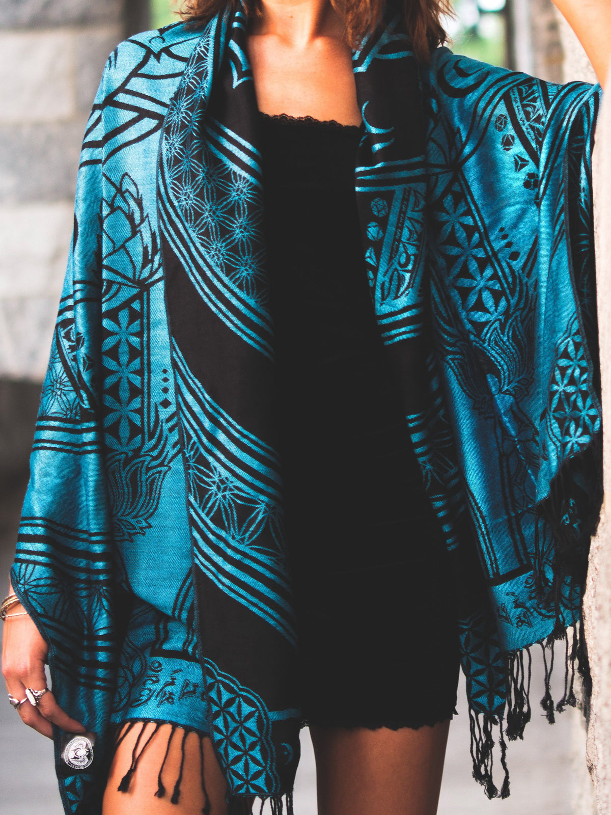 MANTRA • SKY BLUE • Reversible Festival Shawl/Scarf Shawls 