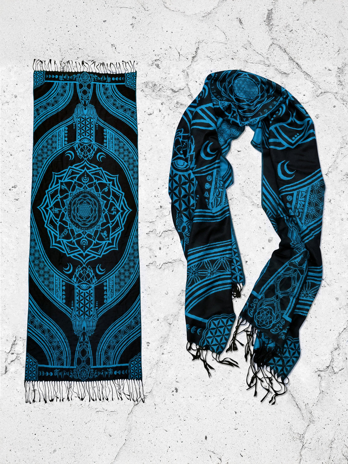 MANTRA • SKY BLUE • Reversible Festival Shawl/Scarf Shawls 