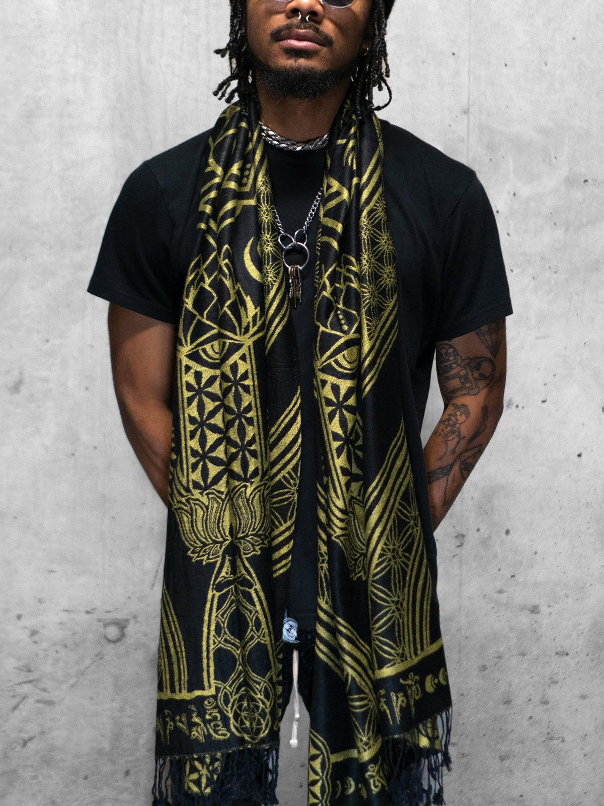 MANTRA • GOLD • Reversible Festival Shawl/Scarf Shawls 