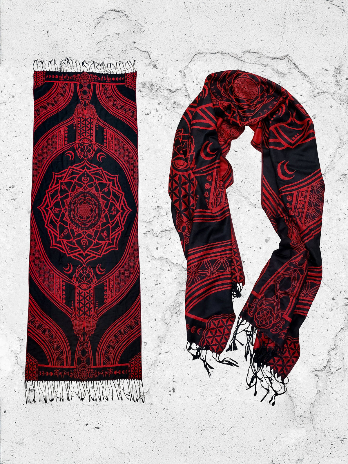 MANTRA • CRIMSON • Reversible Festival Shawl/Scarf Shawls 