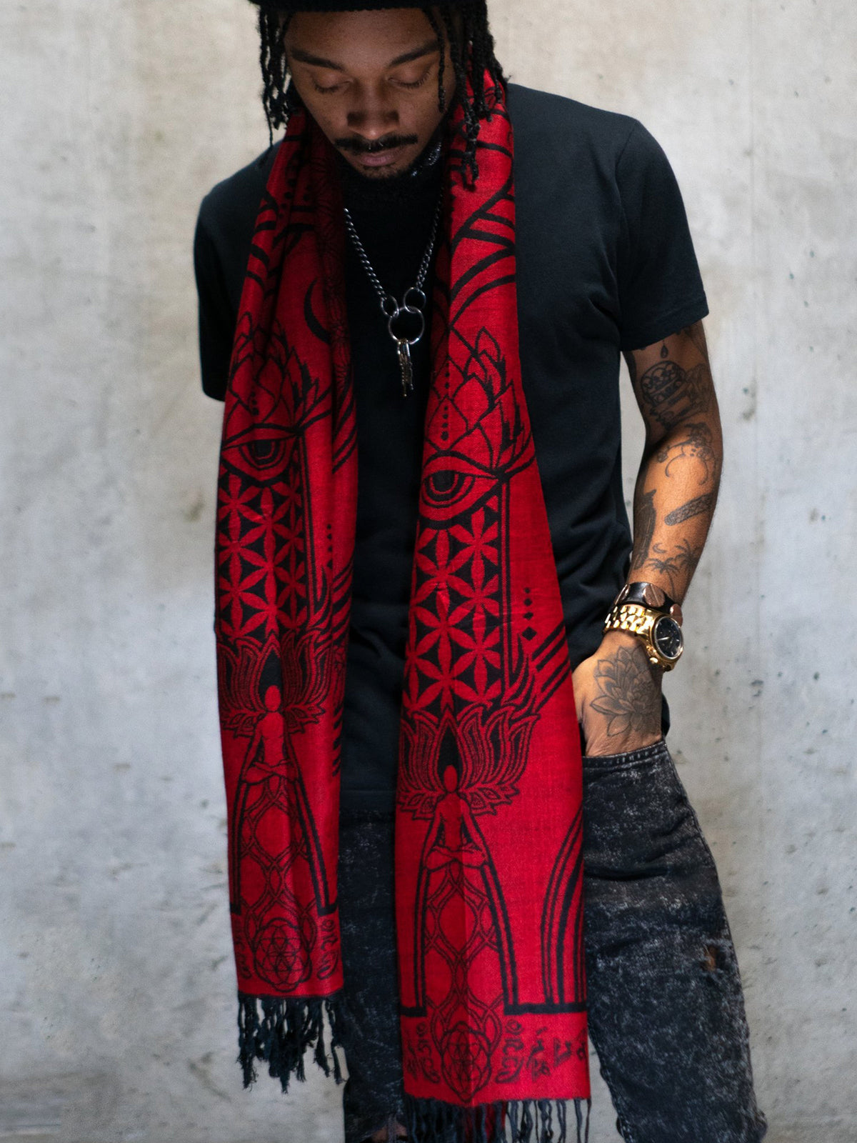 MANTRA • CRIMSON • Reversible Festival Shawl/Scarf Shawls 