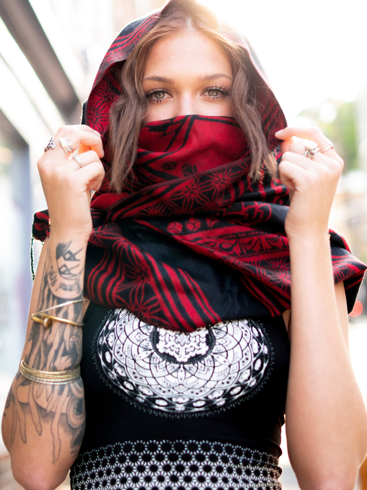 MANTRA • CRIMSON • Reversible Festival Shawl/Scarf Shawls 