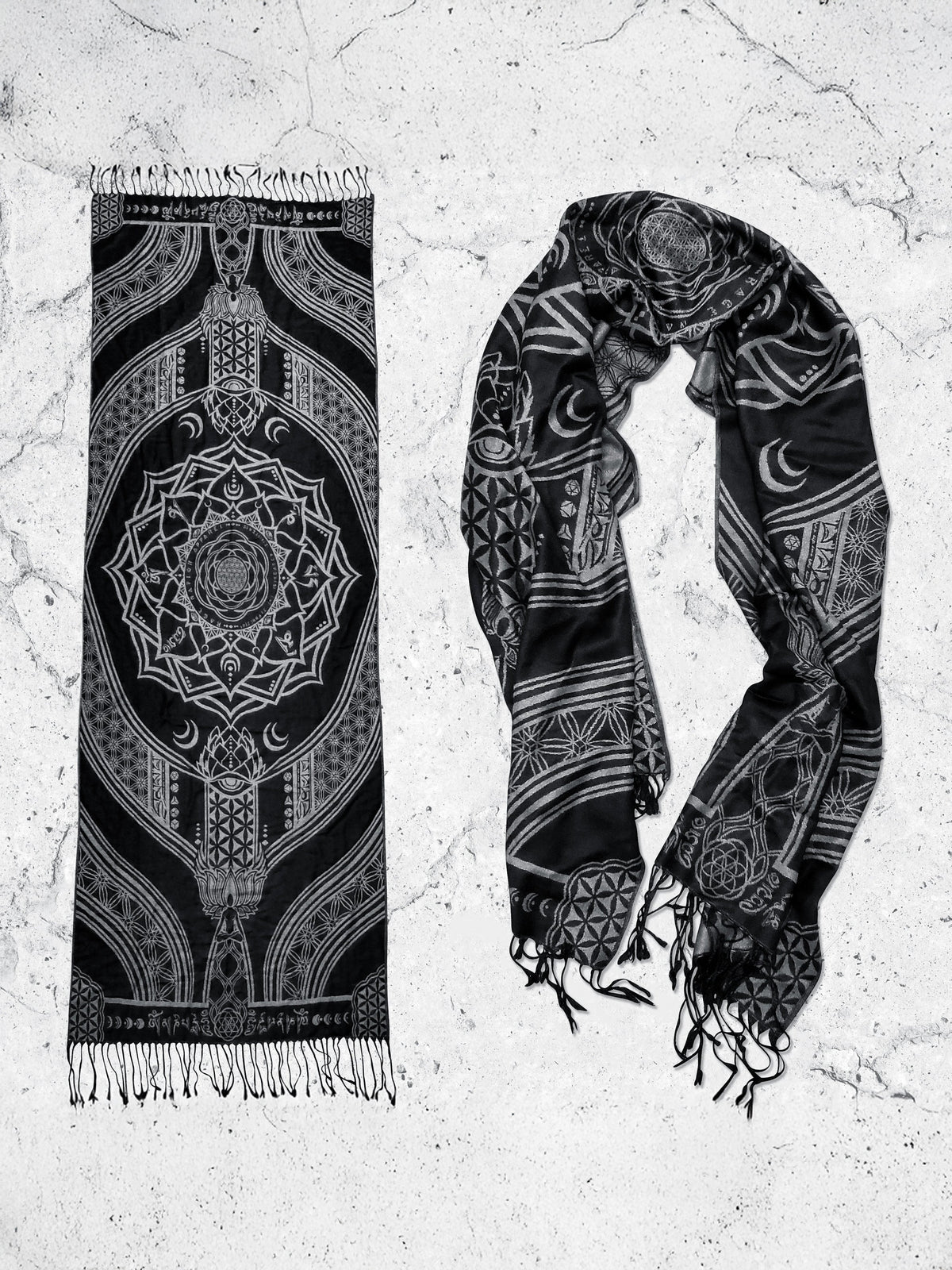 MANTRA • SILVER • Reversible Festival Shawl/Scarf Shawls 