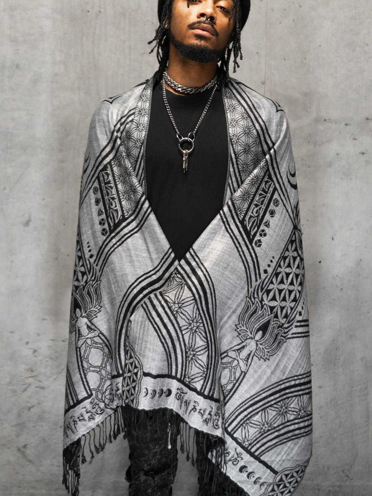 MANTRA • SILVER • Reversible Festival Shawl/Scarf Shawls 
