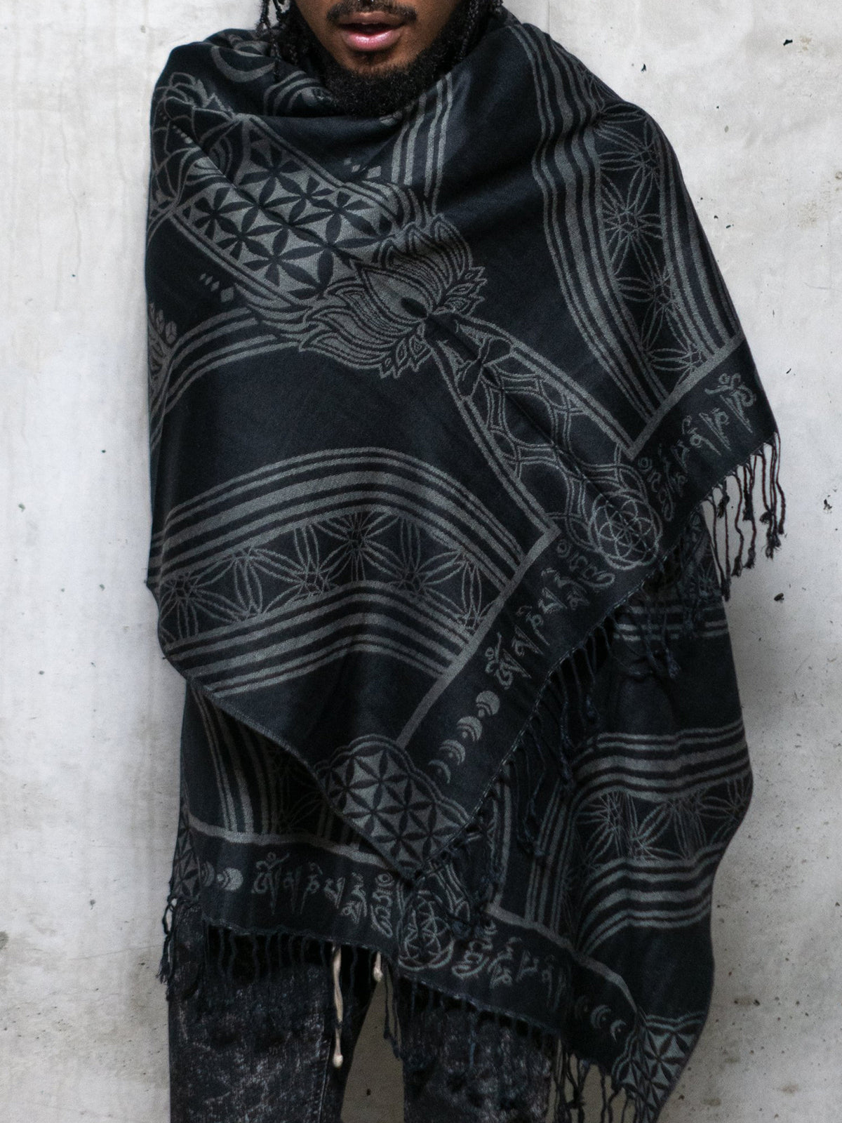 MANTRA • SMOKE • Reversible Festival Shawl/Scarf Shawls 