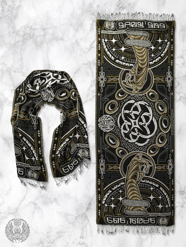 NEW DROP ✦ THE RAVE ✦ Black/Gold Double-Layered Shawl Shawls 