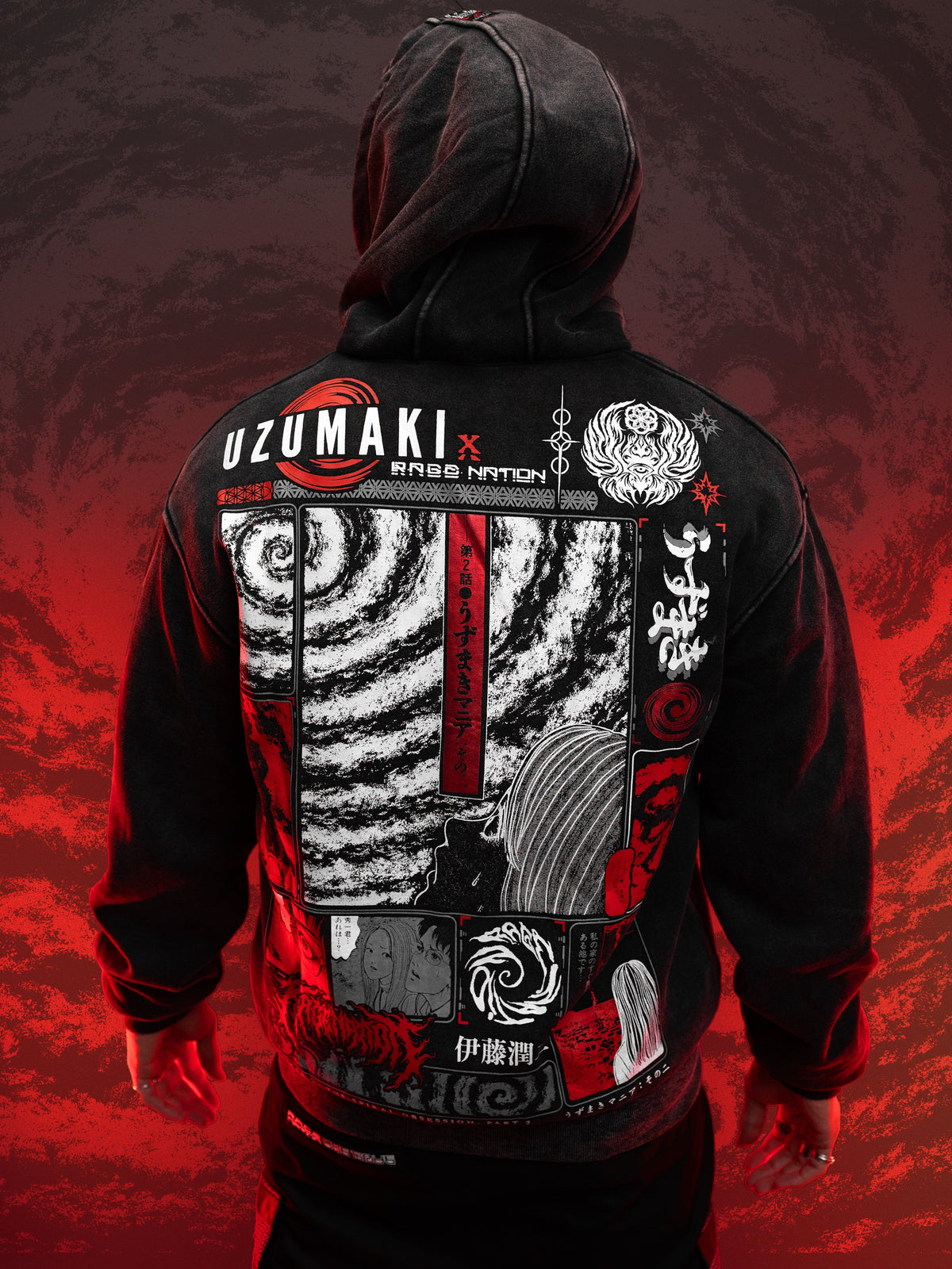 OFFICIAL UZUMAKI ✦ SPIRAL OBSESSION ✦ Acidwash Zip-up Hoodie Hoodie 