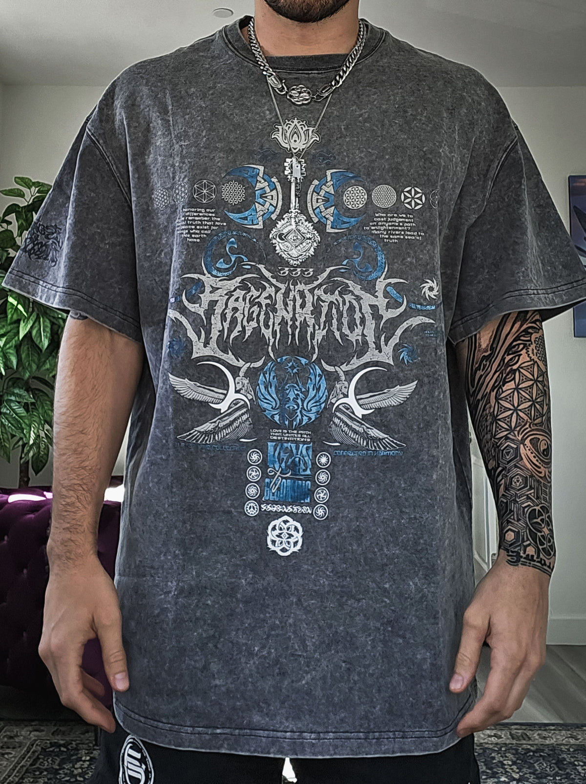 PRE-ORDER ✦ KEYS TO BECOMING ✦ Purple Iridescent + Reflective Ink ✦ Oversized Acidwash T-shirt T-Shirt 