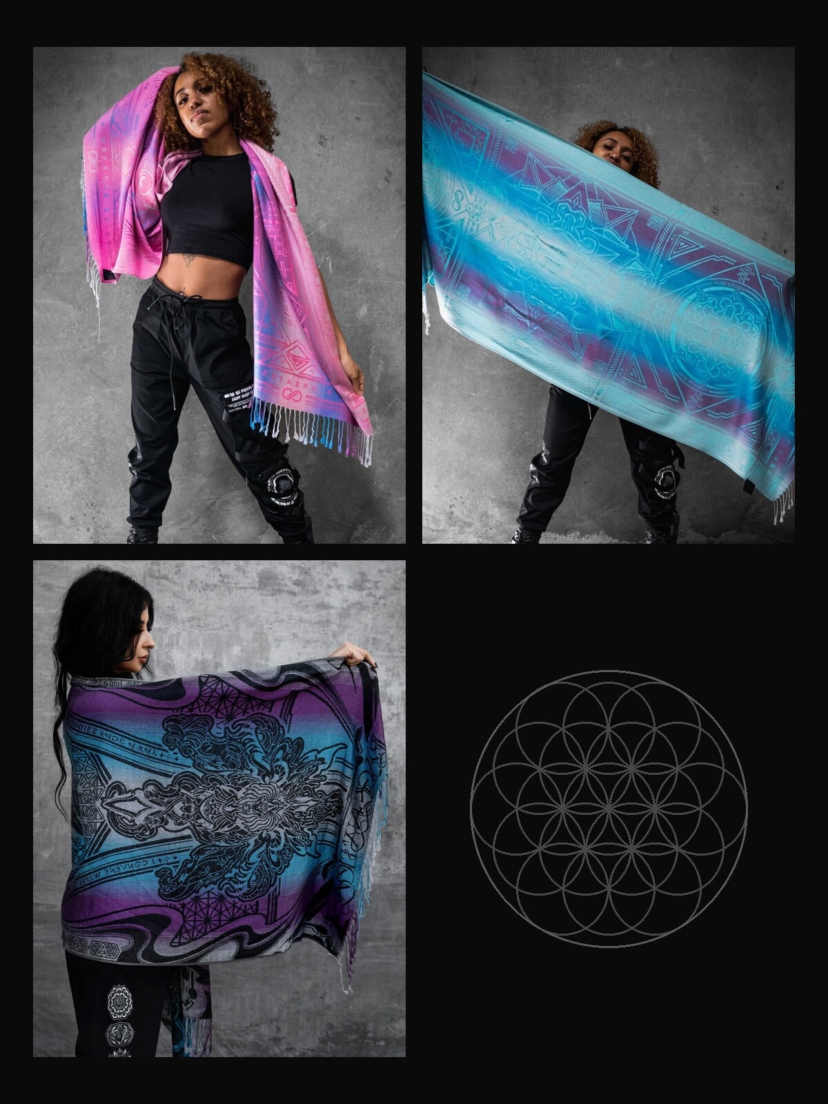 AMETHYST TRIO ✦ PINK DHARMA + TEAL DHARMA + CONVENE ✦ Festival Shawls Bundle 