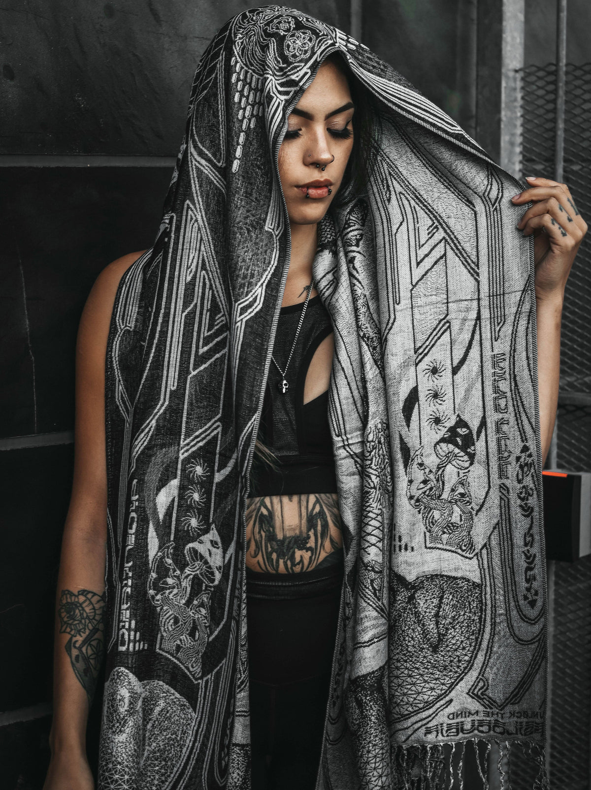 GOLDEN TEACHERS V1 • GREY • Festival Shawl/Scarf Shawl 