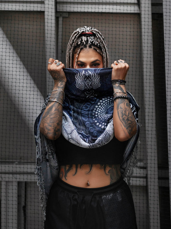 DIVINE GUIDANCE ✦ CYBER BLUE ✦ Reversible Festival Shawl Coming Soon 