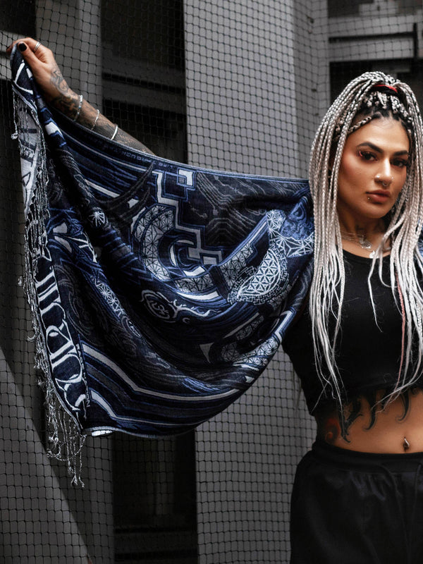 DIVINE GUIDANCE ✦ CYBER BLUE ✦ Reversible Festival Shawl Coming Soon 