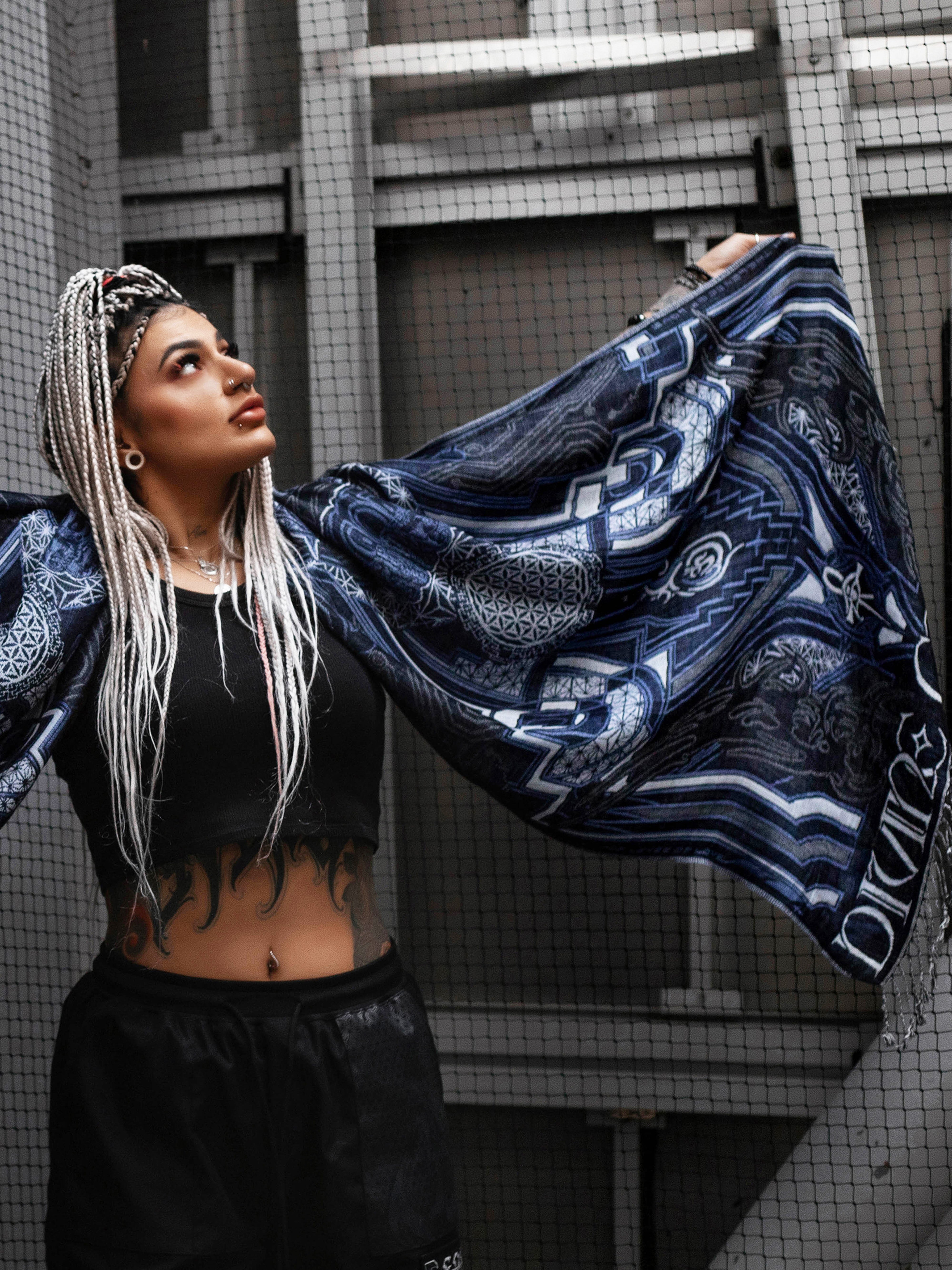 DIVINE GUIDANCE ✦ CYBER BLUE ✦ Reversible Festival Shawl Coming Soon 