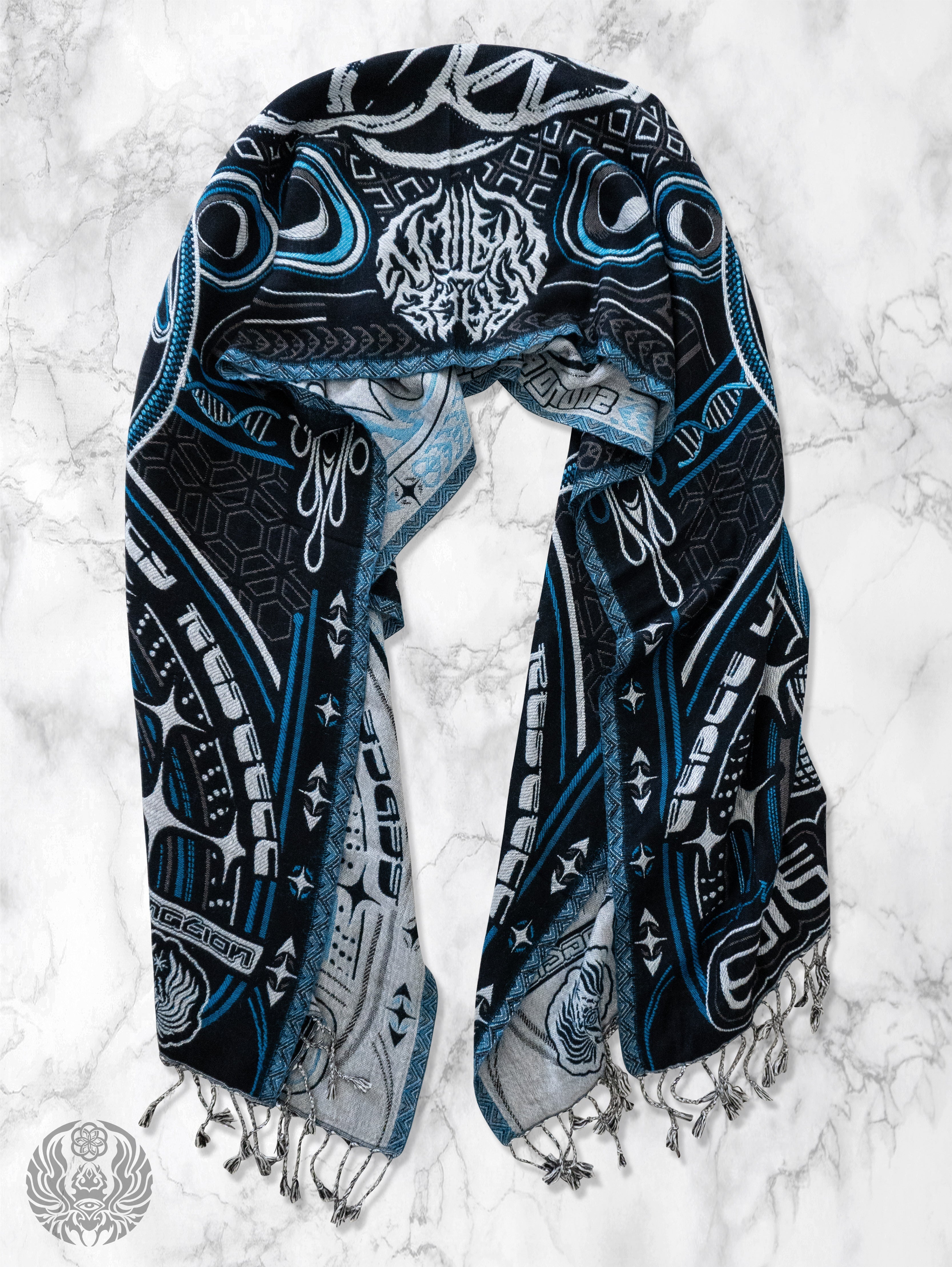 THE RAVE ✦ Black/Blue Double-Layered Shawl Shawls 