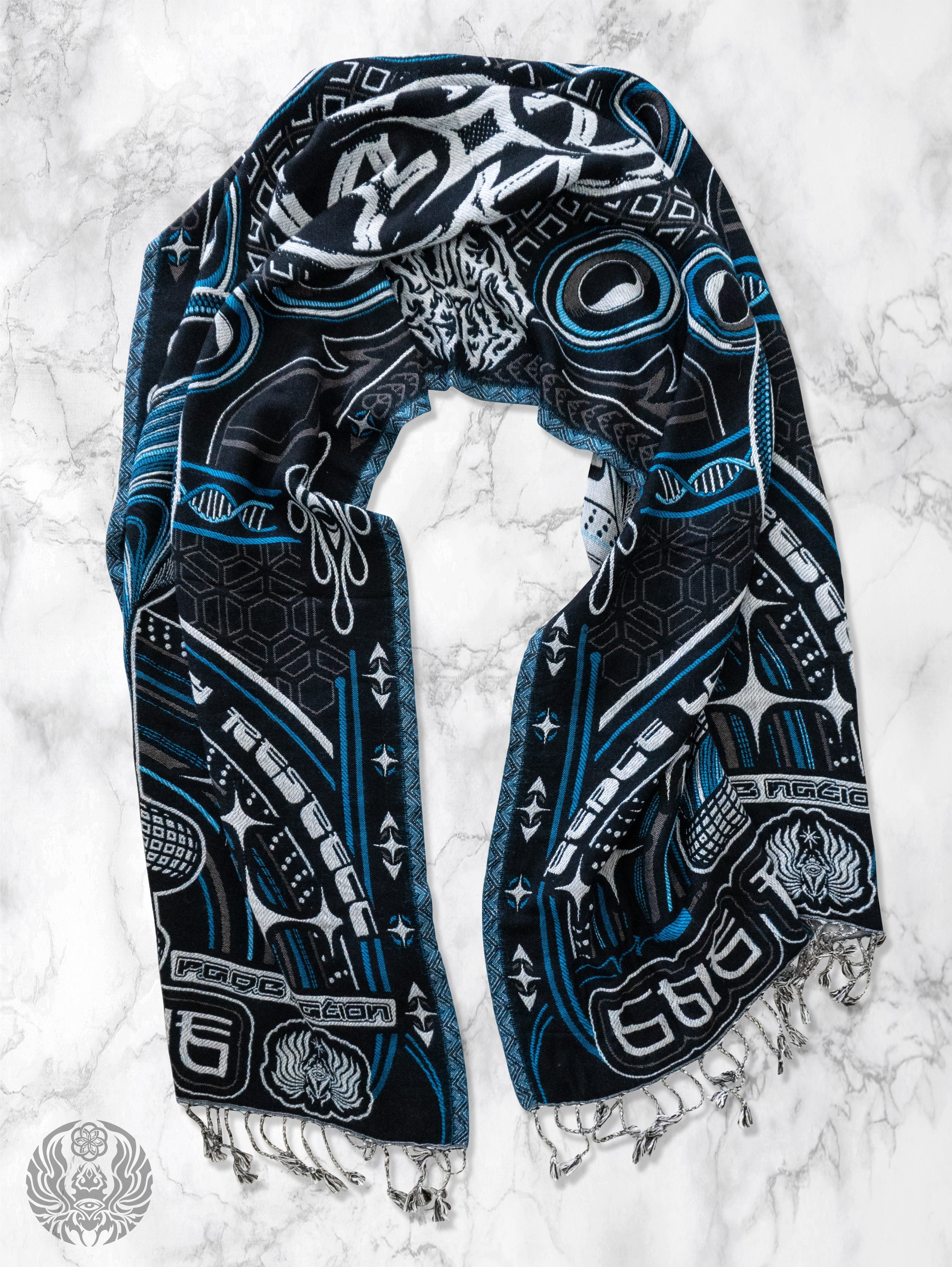 THE RAVE ✦ Black/Blue Double-Layered Shawl Shawls 