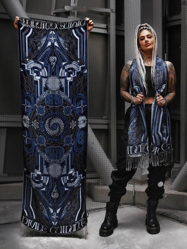 DIVINE GUIDANCE ✦ CYBER BLUE ✦ Reversible Festival Shawl Coming Soon 