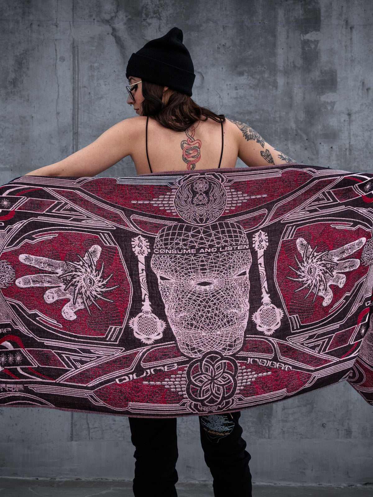 RESTOCKED ✦ GOLDEN TEACHERS V1 • RUBY • UV-Reactive Festival Shawl/Scarf Shawl 