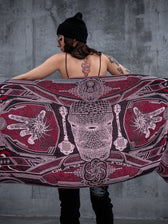 RESTOCKED ✦ GOLDEN TEACHERS V1 • RUBY • UV-Reactive Festival Shawl/Scarf Shawl 