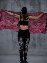 RESTOCKED ✦ GOLDEN TEACHERS V1 • RUBY • UV-Reactive Festival Shawl/Scarf Shawl 