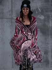 RESTOCKED ✦ GOLDEN TEACHERS V1 • RUBY • UV-Reactive Festival Shawl/Scarf Shawl 