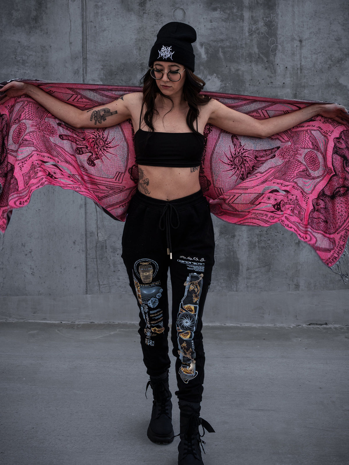 RESTOCKED ✦ GOLDEN TEACHERS V1 • RUBY • UV-Reactive Festival Shawl/Scarf Shawl 