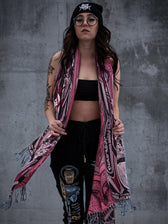 RESTOCKED ✦ GOLDEN TEACHERS V1 • RUBY • UV-Reactive Festival Shawl/Scarf Shawl 