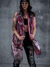 RESTOCKED ✦ GOLDEN TEACHERS V1 • RUBY • UV-Reactive Festival Shawl/Scarf Shawl 