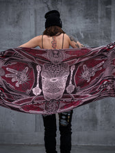 RESTOCKED ✦ GOLDEN TEACHERS V1 • RUBY • UV-Reactive Festival Shawl/Scarf Shawl 