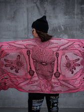 RESTOCKED ✦ GOLDEN TEACHERS V1 • RUBY • UV-Reactive Festival Shawl/Scarf Shawl 