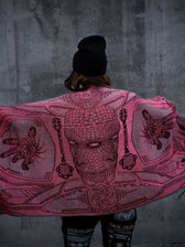 RESTOCKED ✦ GOLDEN TEACHERS V1 • RUBY • UV-Reactive Festival Shawl/Scarf Shawl 