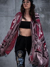 RESTOCKED ✦ GOLDEN TEACHERS V1 • RUBY • UV-Reactive Festival Shawl/Scarf Shawl 