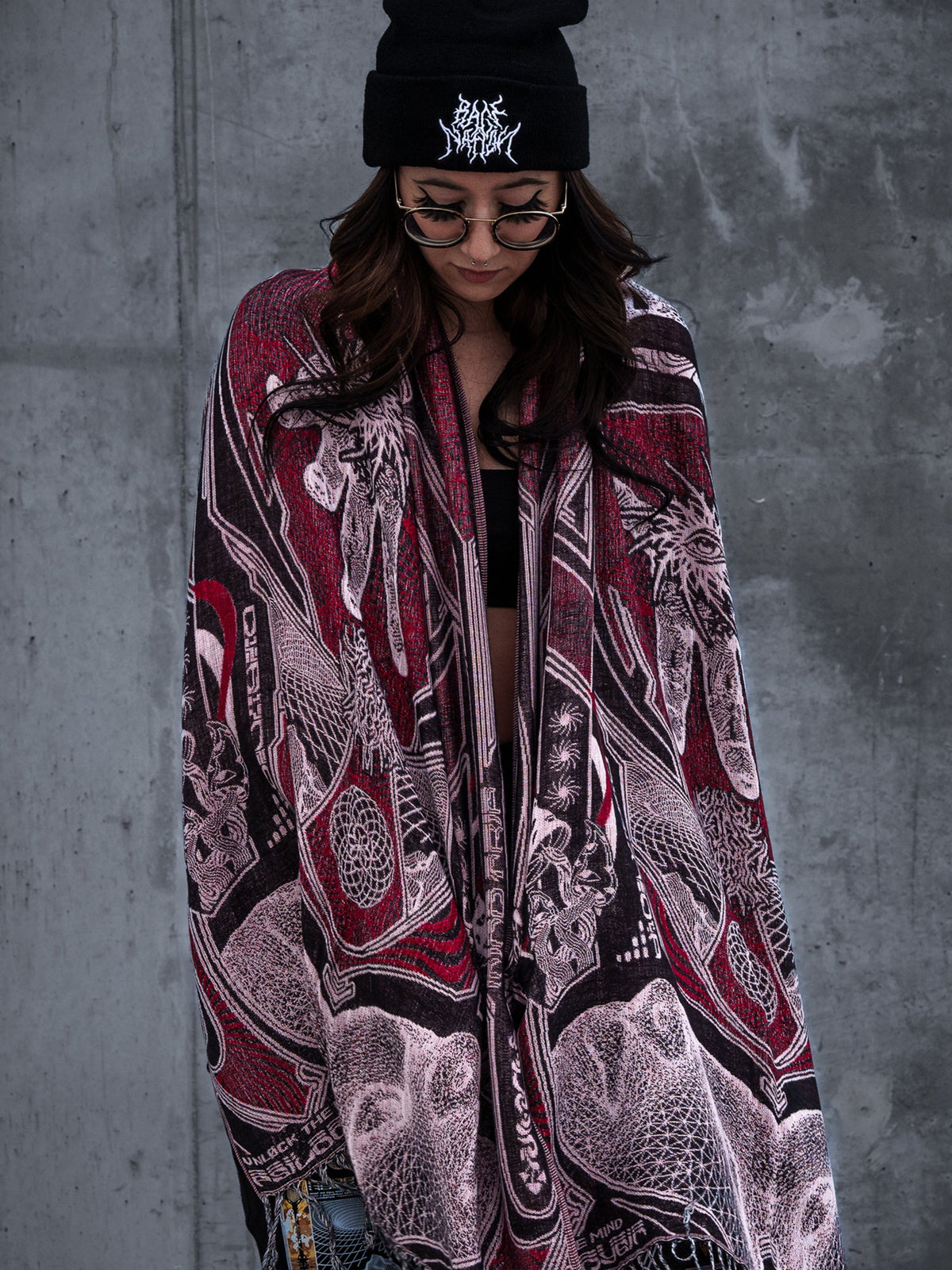 RESTOCKED ✦ GOLDEN TEACHERS V1 • RUBY • UV-Reactive Festival Shawl/Scarf Shawl 