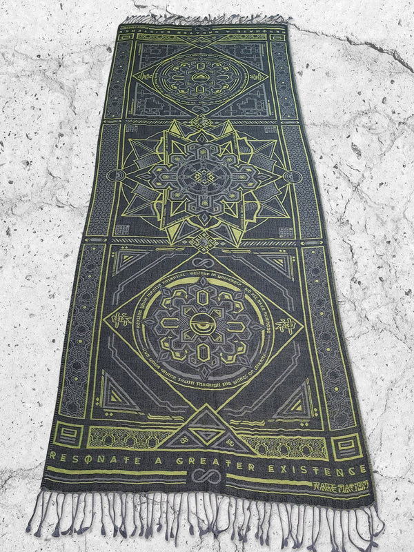 DHARMA V2 • Grey / Neon Yellow • UV REACTIVE • Festival Shawl/Scarf Shawls 