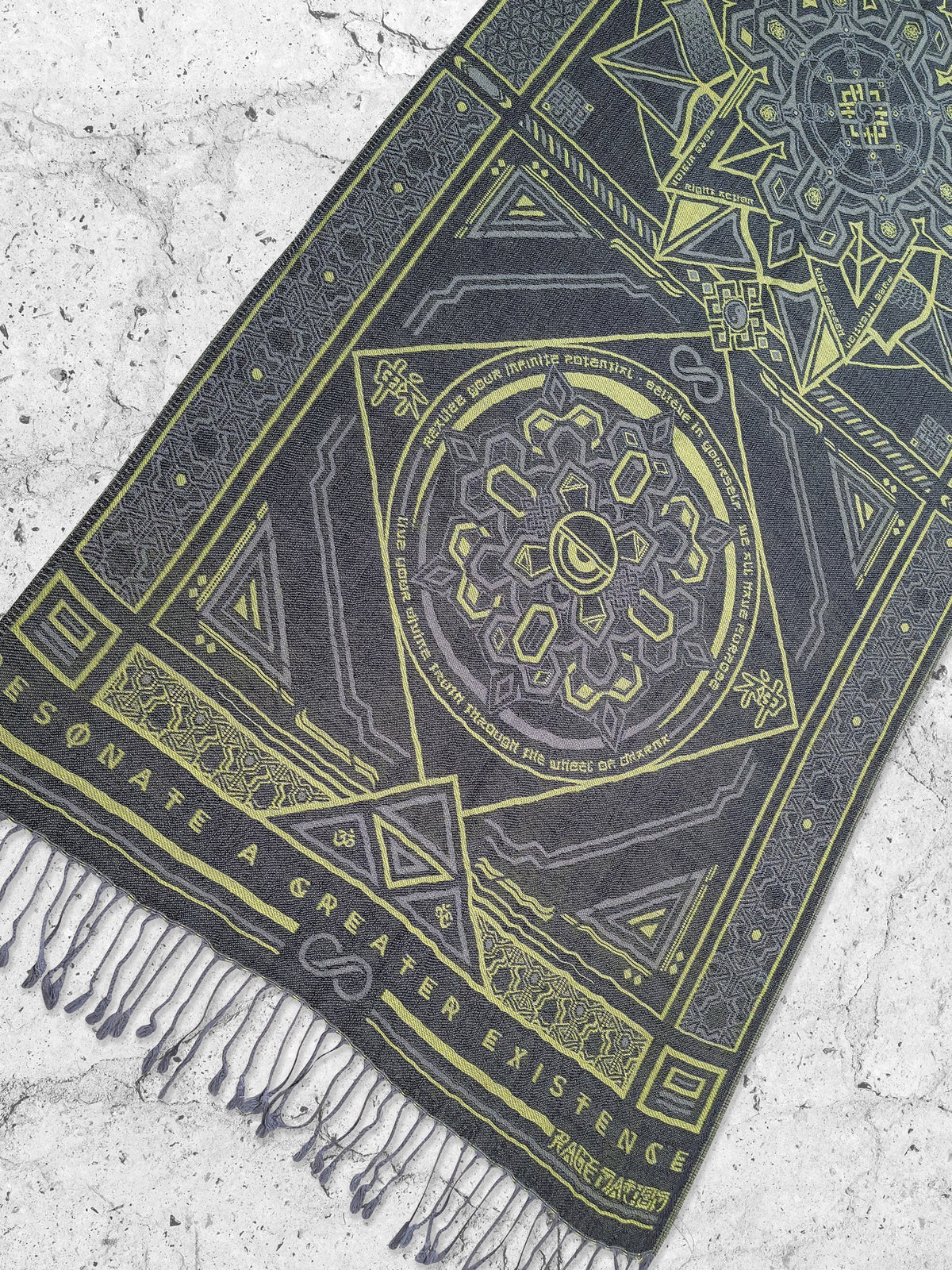 DHARMA V2 • Grey / Neon Yellow • UV REACTIVE • Festival Shawl/Scarf Shawls 