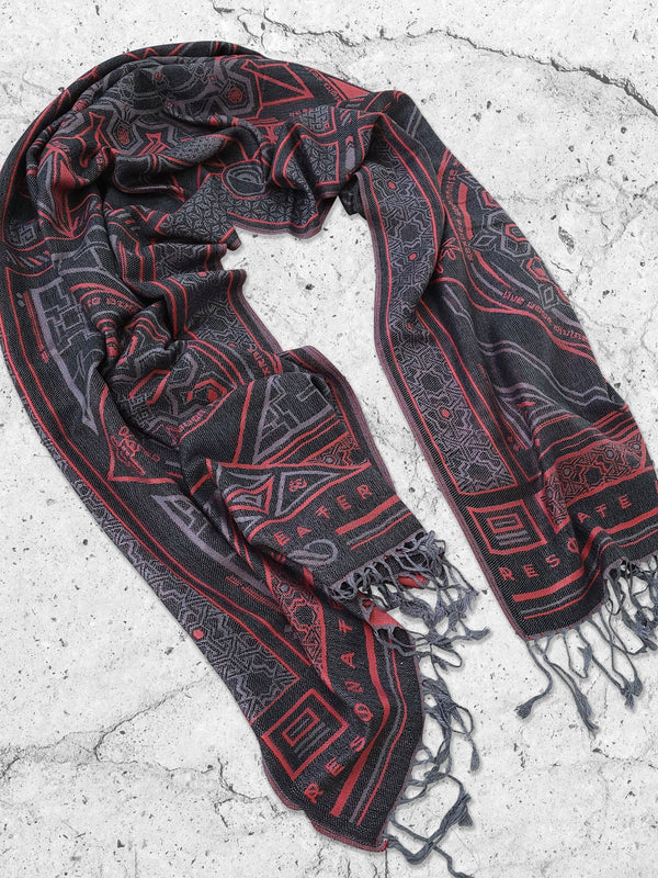 DHARMA V2 • Grey/Red • Festival Shawl/Scarf Shawls 