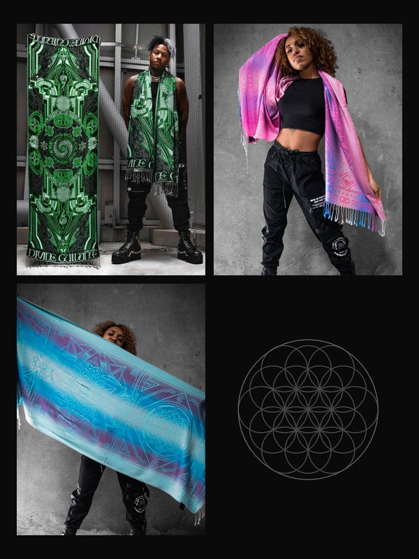 DIVINE DHARMA TRIO ✦ DIVINE GUIDANCE + PINK DHARMA + TEAL DHARMA ✦ Festival Shawls Bundle 