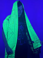DHARMA V2 • Grey / Neon Yellow • UV REACTIVE • Festival Shawl/Scarf Shawls 