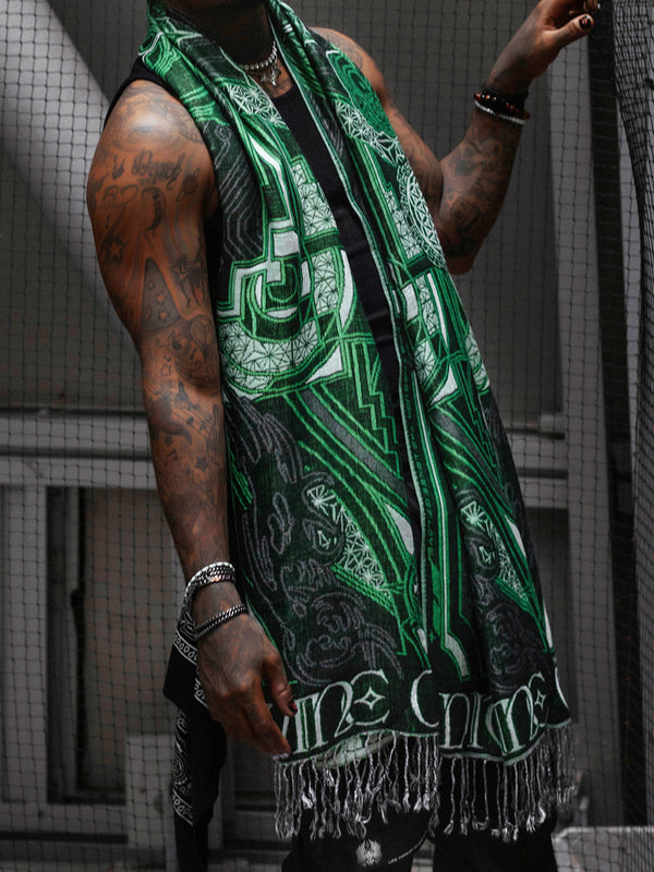 DIVINE GUIDANCE ✦ UV GREEN ✦ Reversible Festival Shawl Shawl 