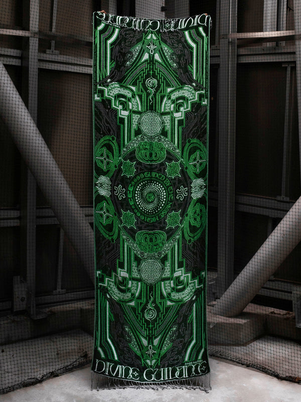 DIVINE GUIDANCE ✦ UV GREEN ✦ Reversible Festival Shawl Shawl 