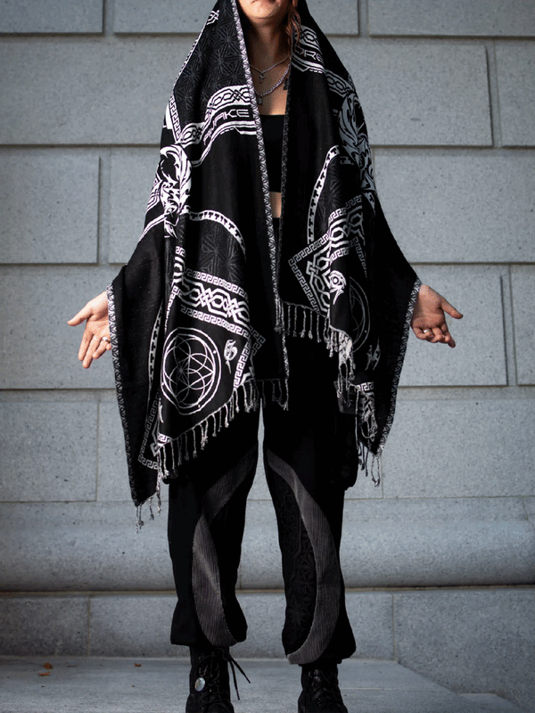 DREAM AWAKE V2 • BLACK/WHITE • 8 Year Anniversary Shawl Shawls 
