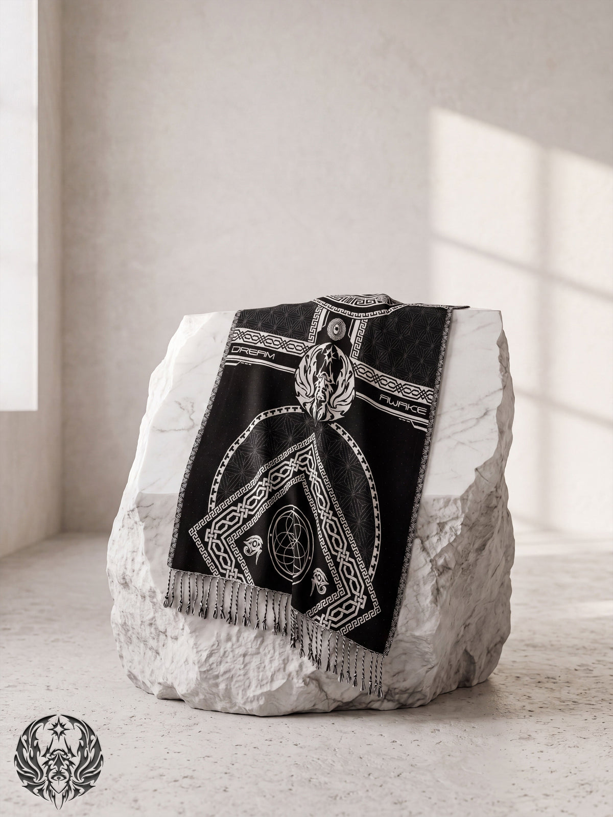 DREAM AWAKE V2 • BLACK/WHITE • Anniversary Reversible Festival Shawl Shawls 