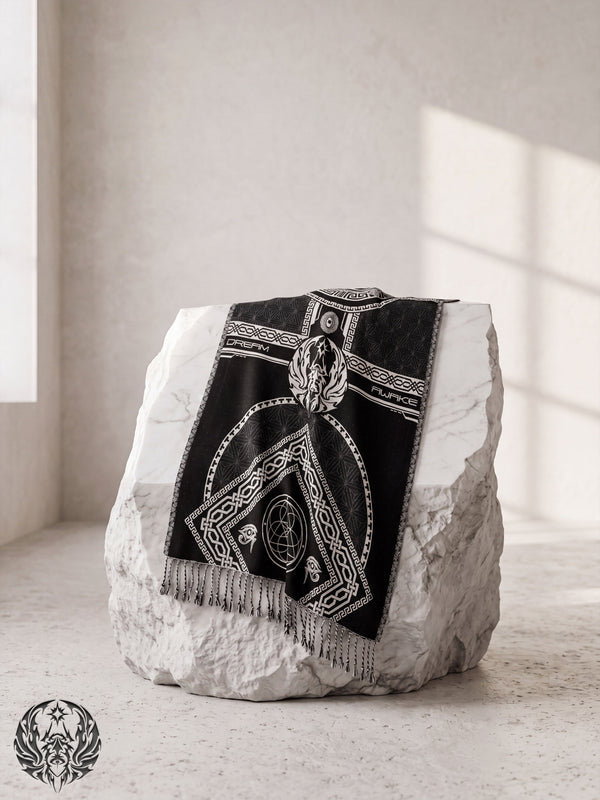 DREAM AWAKE V2 • BLACK/WHITE • Anniversary Reversible Festival Shawl Shawls 
