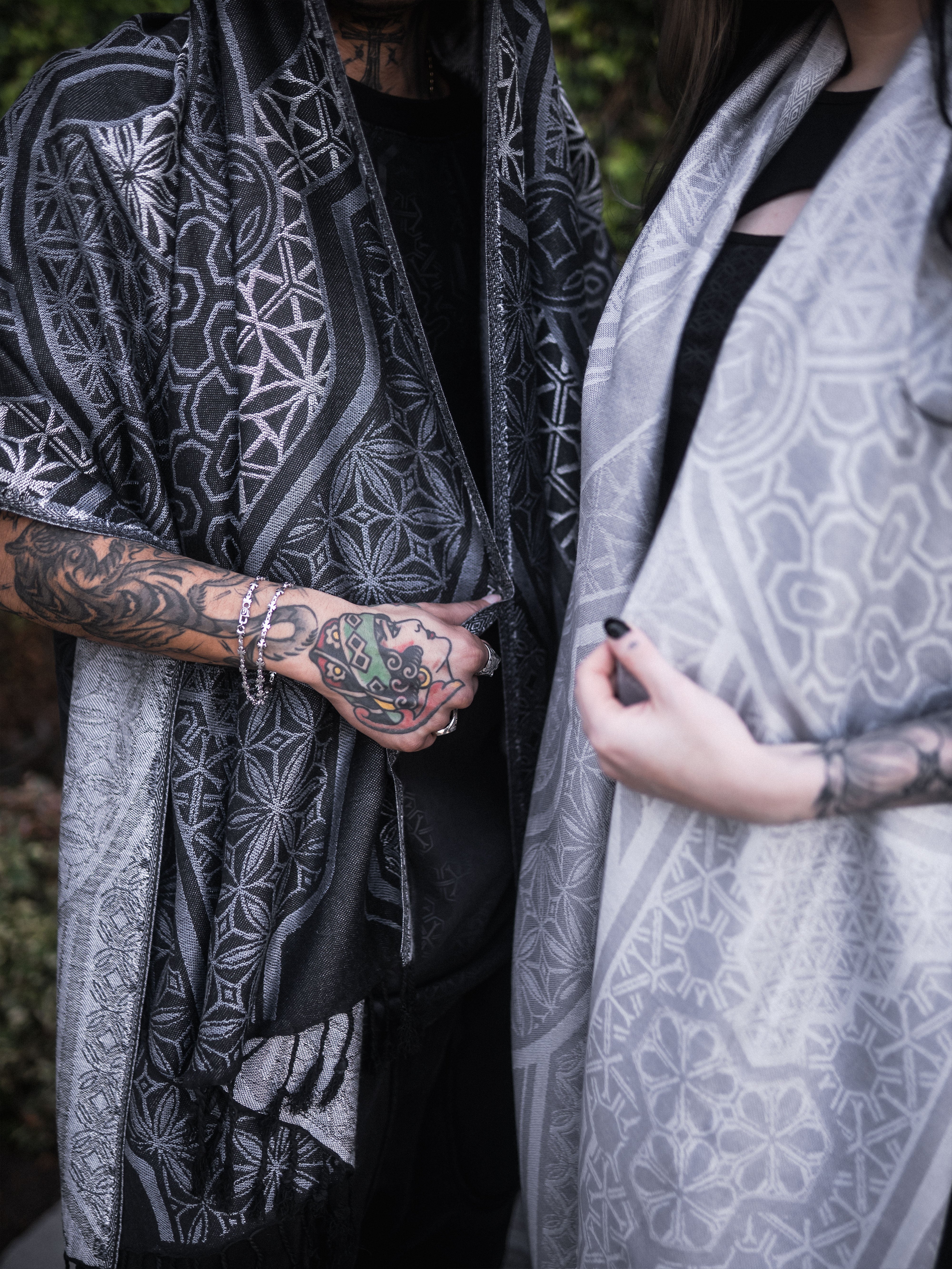 GEOMETRY OF BEING ✦ Dark Grey Festival Shawl Shawls 