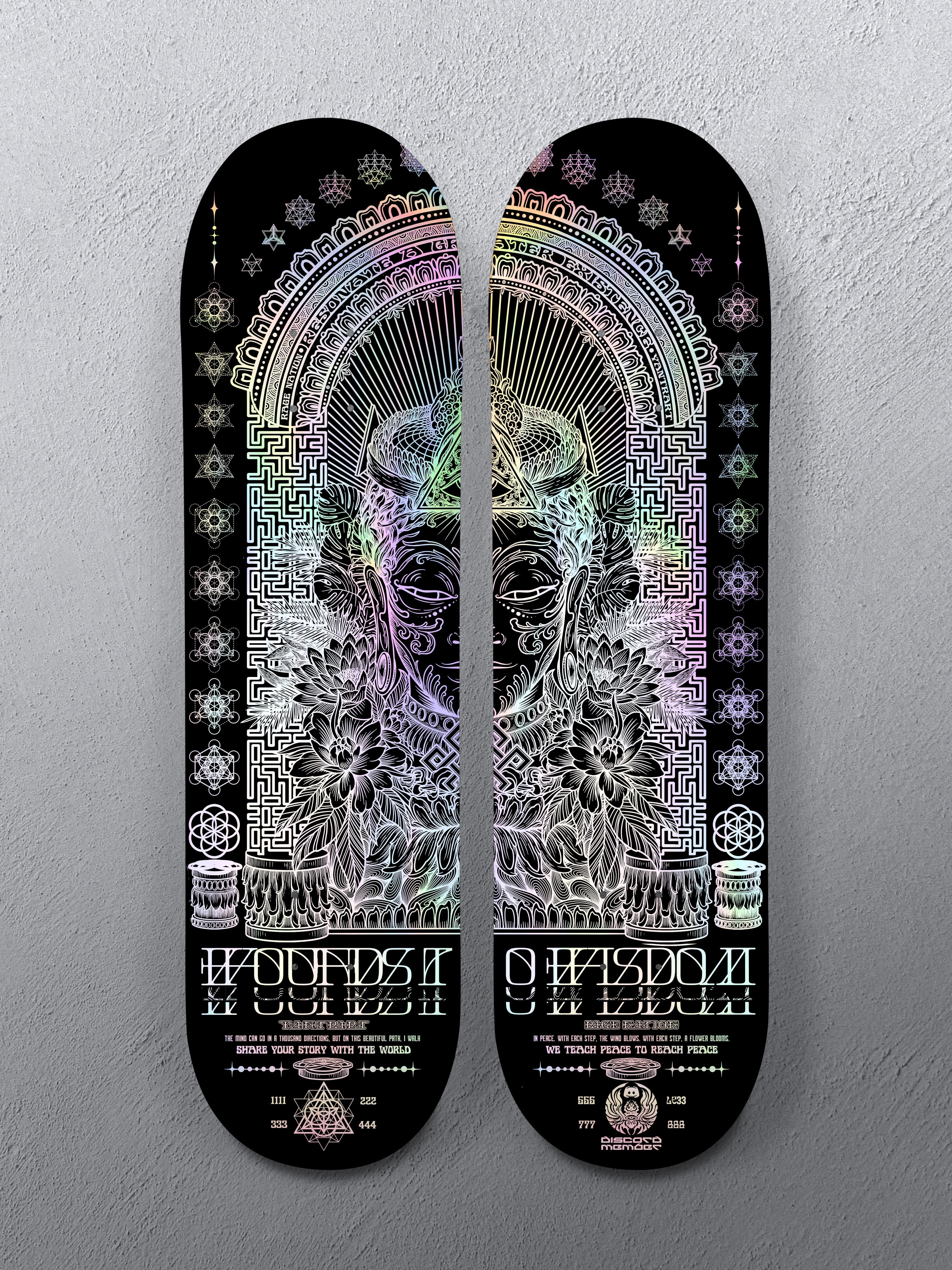 DISCORD MEMBER EXCLUSIVE (◣ _ ◢) WOUNDS TO WISDOM 2.0 ✦ 2 HOLOGRAPHIC DECK WALL SERIES Skateboard 