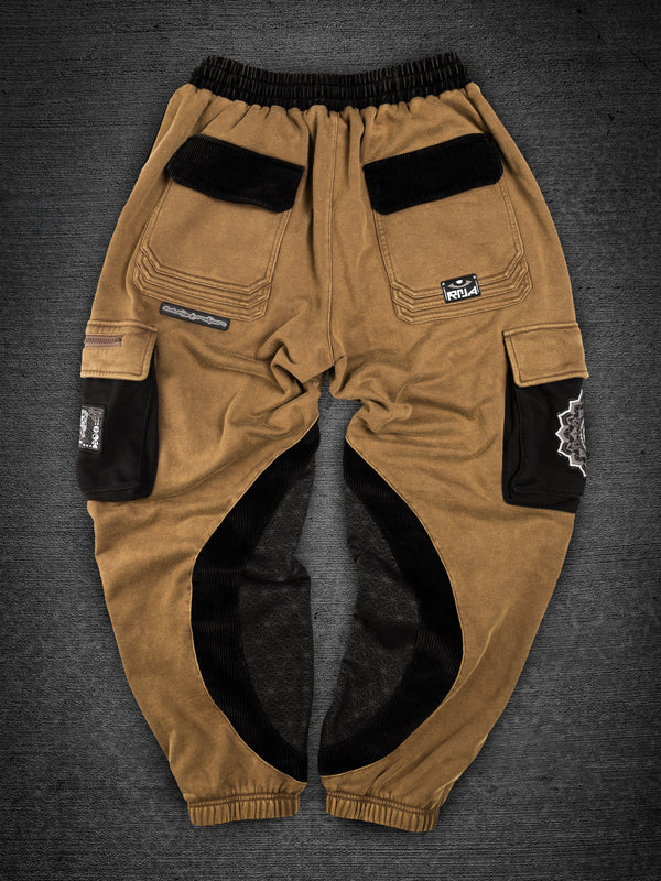MOKSHA मोक्ष ✦ Tan/Black ✦ Corduroy Flow Joggers Joggers 