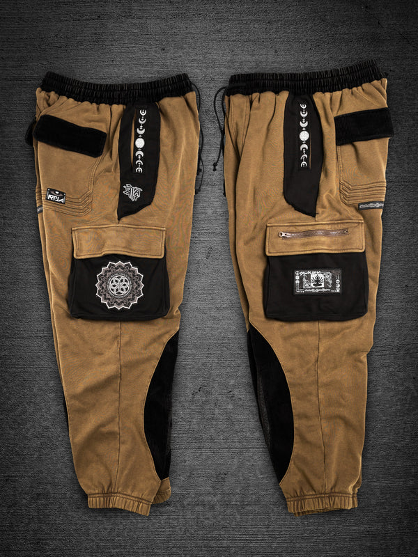 MOKSHA मोक्ष ✦ Tan/Black ✦ Corduroy Flow Joggers Joggers 