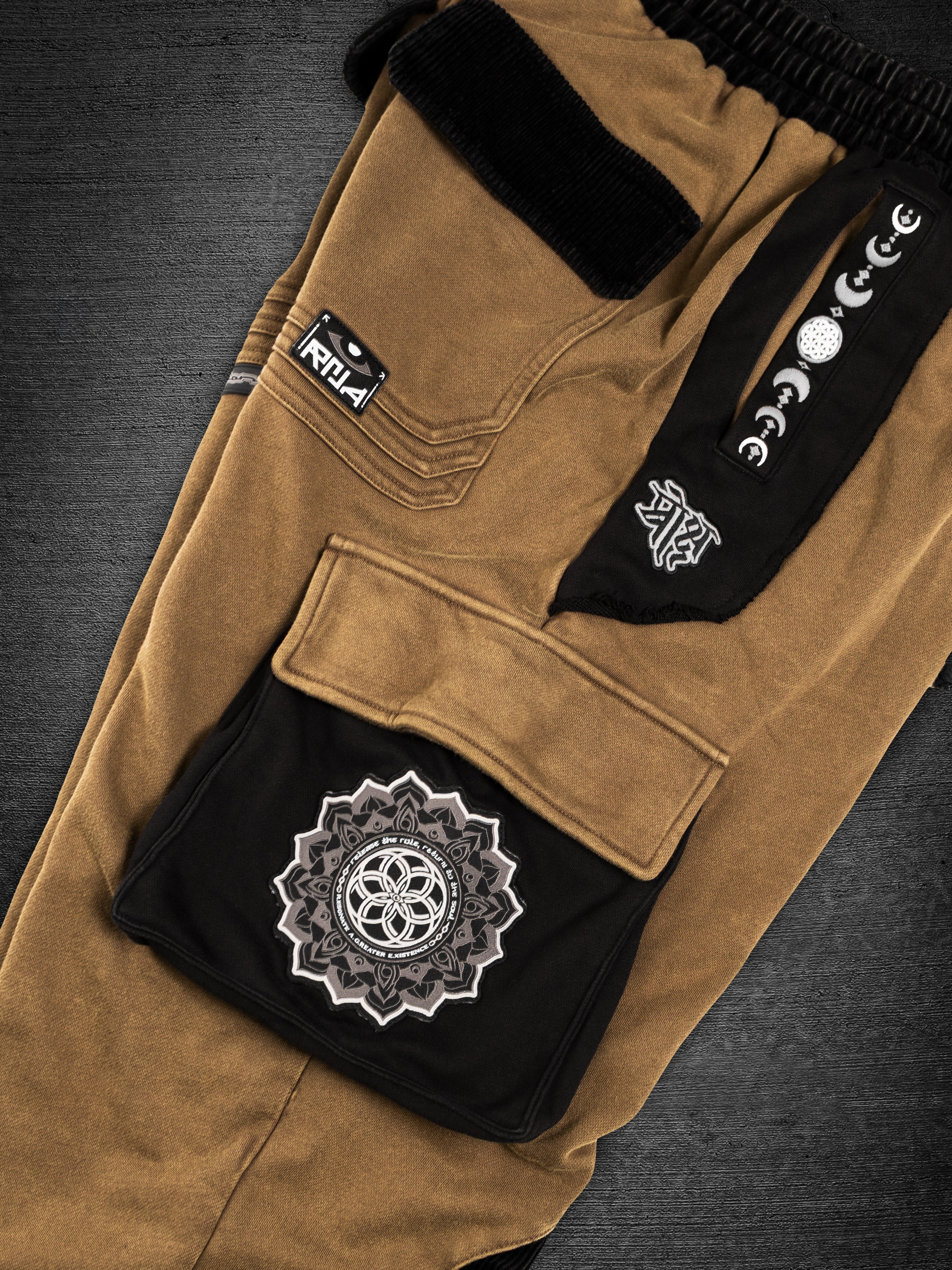 MOKSHA मोक्ष ✦ Tan/Black ✦ Corduroy Flow Joggers Joggers 